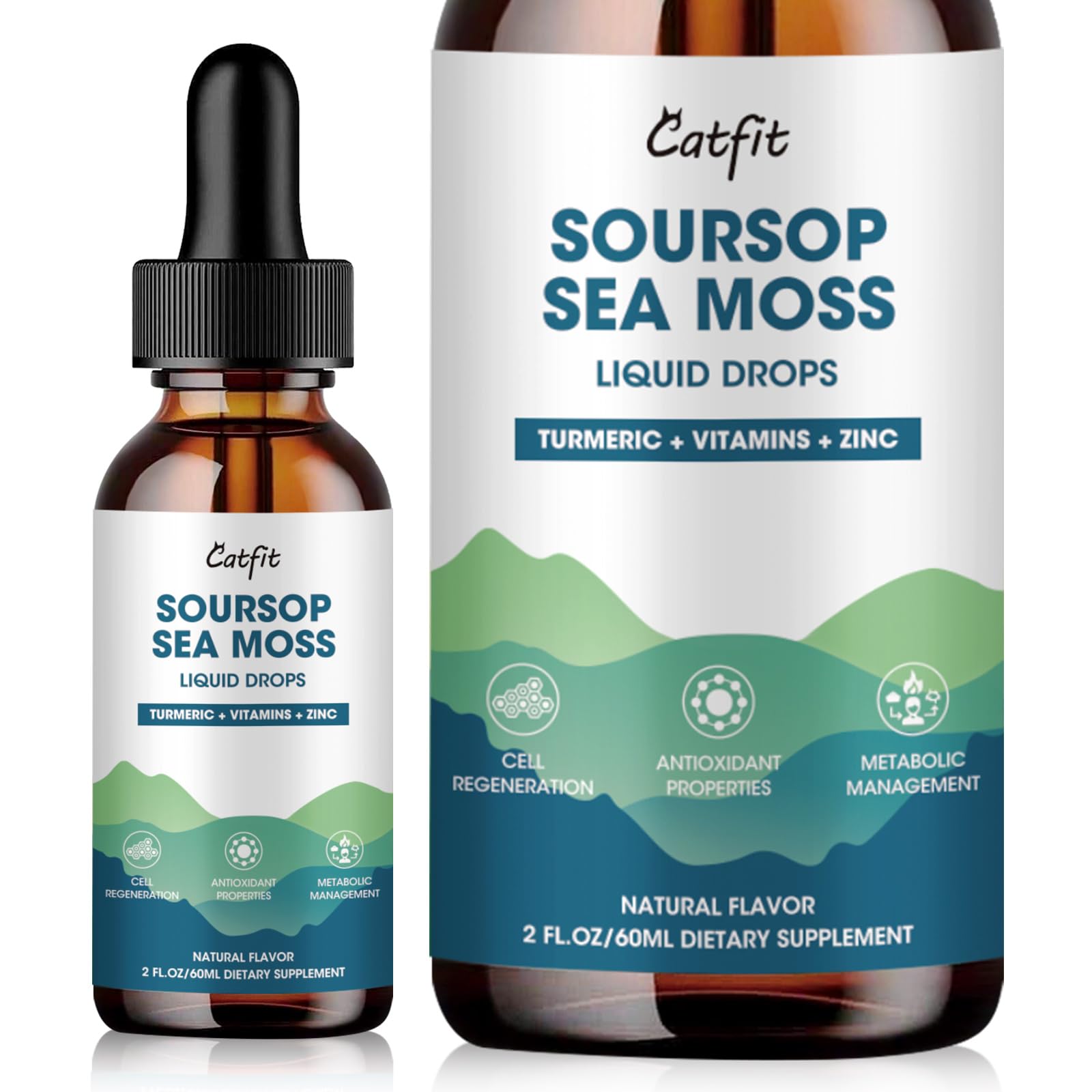 Catfit Soursop Graviola Liquid Drop – Soursop Drops for Cell Support, Antioxidant, Relaxation & Immune Boost with Sea Moss, Turmeric, Black Pepper, B6 C, Zinc, Sugar Free, Gluten Free, Vegan, 2 Fl Oz CatfitBuy Supplements Australia
