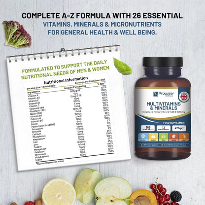 A-Z Multivitamins & Minerals I 365 Vegan Tablets (1 Year Supply) I 26 Essential Active Vitamins, Minerals & Micronutrients PH PROWISE HealthcareBuy Supplements Australia
