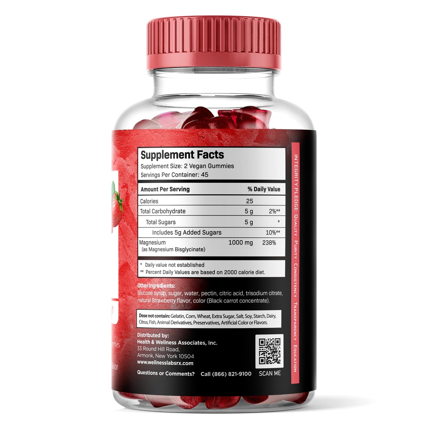 Magnesium Glycinate Gummies, 1000 mg - Magnesium Supplement to Support Relaxation, Heart Health - Chewable Calm Magnesio Gummies for Adults,