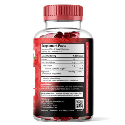 Magnesium Glycinate Gummies, 1000 mg - Magnesium Supplement to Support Relaxation, Heart Health - Chewable Calm Magnesio Gummies for Adults,