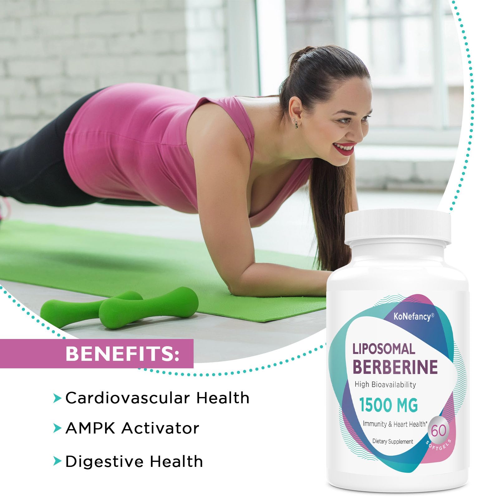 Liposomal Berberine Supplement 1500mg - High Bioavailability Berberine HCL Capsules KoNefancyBuy Supplements Australia