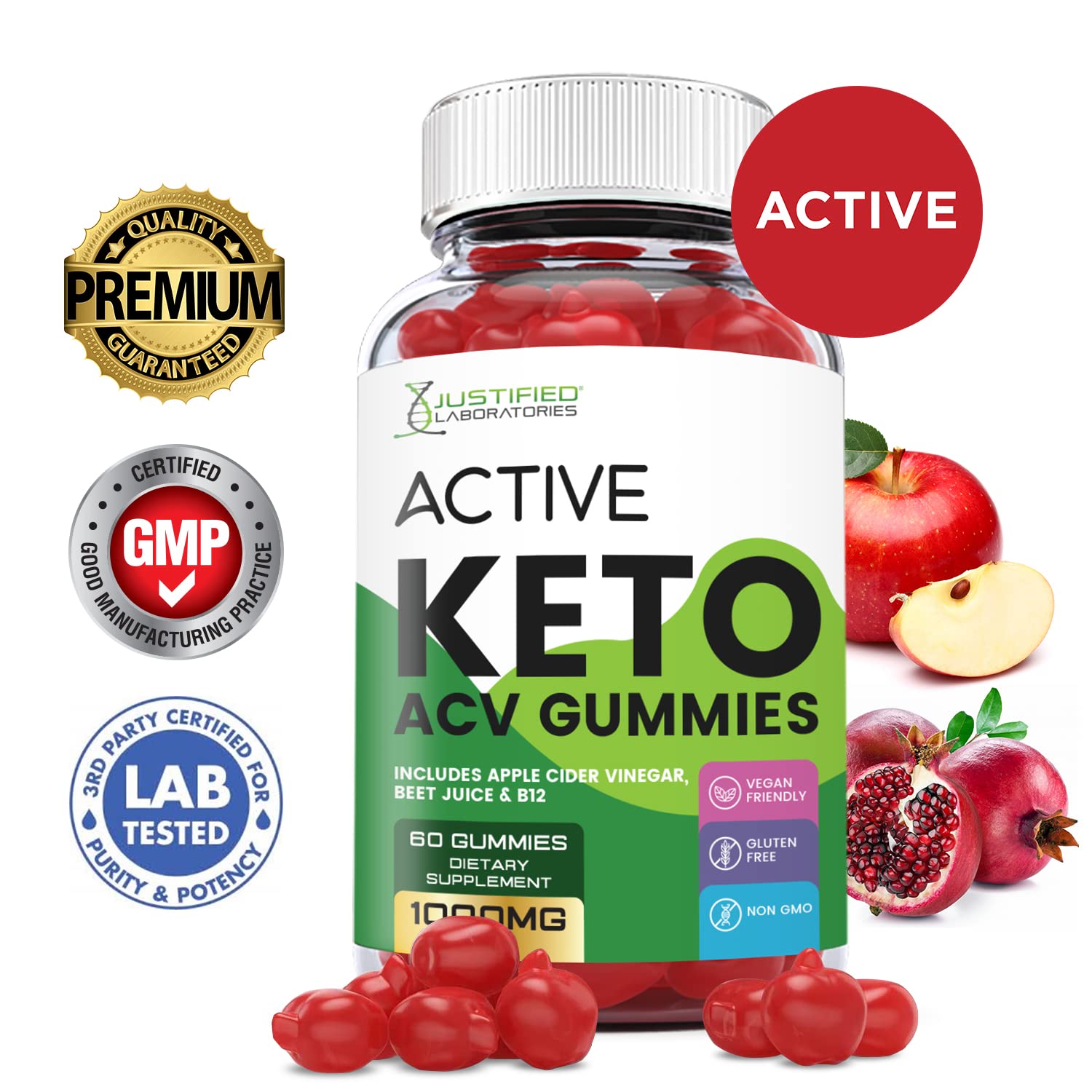 Justified Laboratories Active Keto ACV Gummies 1000MG with Pomegranate Juice Beet Justified LaboratoriesBuy Supplements Australia