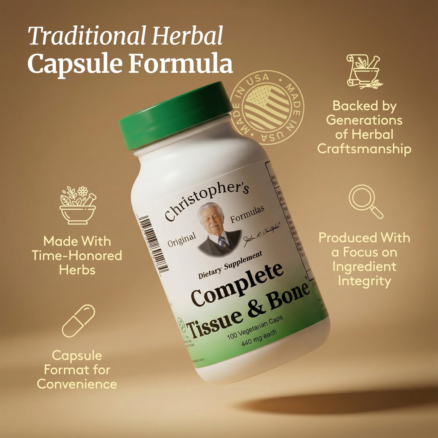 Christopher's Original Formulas Complete Tissue & Bone Formula – 100 VCaps | Herbal Support for Bones & Connective Tissue - Pack of 2 Christopher's Original FormulasBuy Supplements Australia