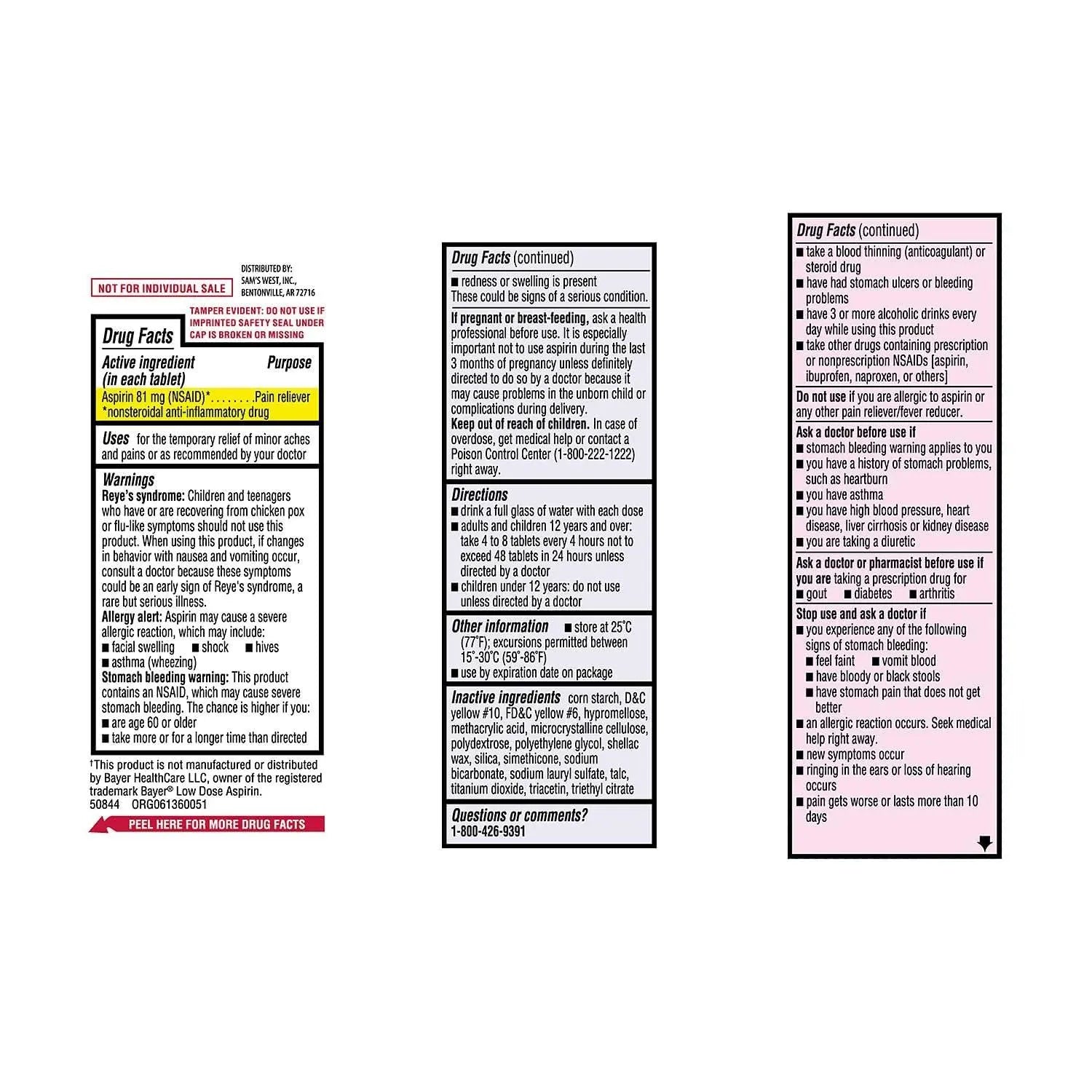 Members Mark 81 mg Low Strength Aspirin (730 Count) OutccogoBuy Supplements Australia