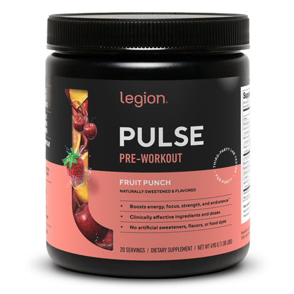 LEGION Pulse Pre Workout Supplement - All Natural Nitric Oxide Preworkout Drink to Boost Energy, Creatine Free, Naturally Sweetened,