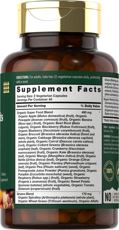 Tahoe Nutritionals Super Fruits and Veggies Capsules | 90 Count | Vegetarian, Non-GMO and Gluten Free Supplement Tahoe NutritionalsBuy Supplements Australia