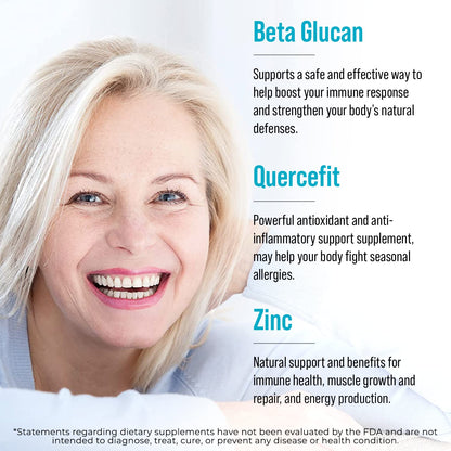 Juvenon AgeRenew Beta Glucan Anti Aging Immunity Support Supplement, Beta Glucan with Zinc Quercetin for Immune Defense Boost JuvenonBuy Supplements Australia