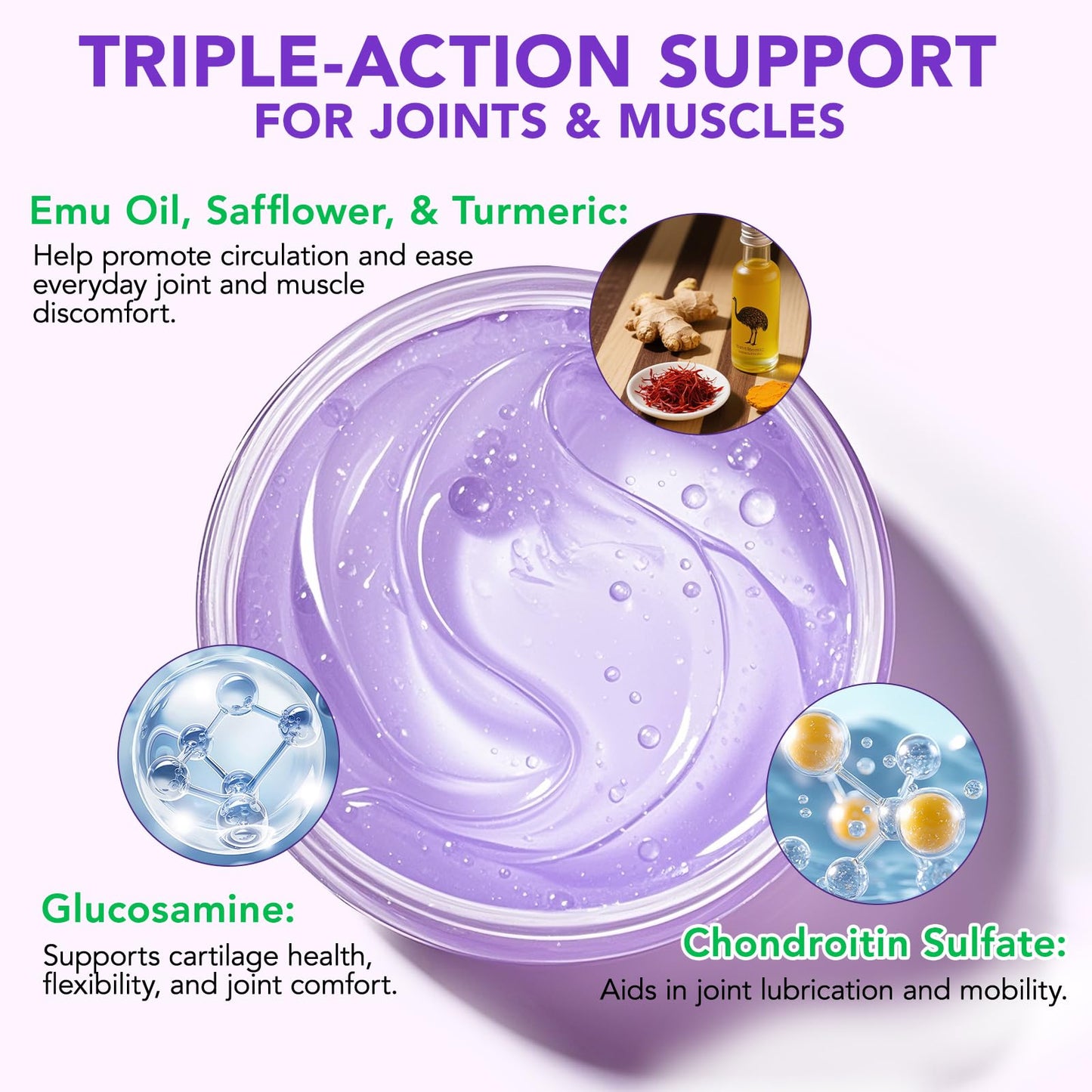 Joint Massage Purple Gel, Soothing Massage Cream for Joint Activities, Muscle, Knees, Lumbar, Neck, Back, Hands/Feet, Light-Weight & Easliy Spread for Post-Workout, Long-time Sitting|3.53Oz chenyayunBuy Supplements Australia