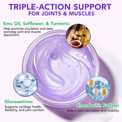 Joint Massage Purple Gel, Soothing Massage Cream for Joint Activities, Muscle, Knees, Lumbar, Neck, Back, Hands/Feet, Light-Weight & Easliy Spread for Post-Workout, Long-time Sitting|3.53Oz chenyayunBuy Supplements Australia