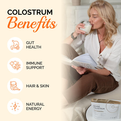 Folqs Bovine Colostrum Powder – First-Day Milking for Immune & Gut Support – 60 Servings – Supports Skin & Tissue Health – Made in USA - Amino Acids, Vitamins, Minerals – Kosher - Sustainably Sourced FolqsBuy Supplements Australia