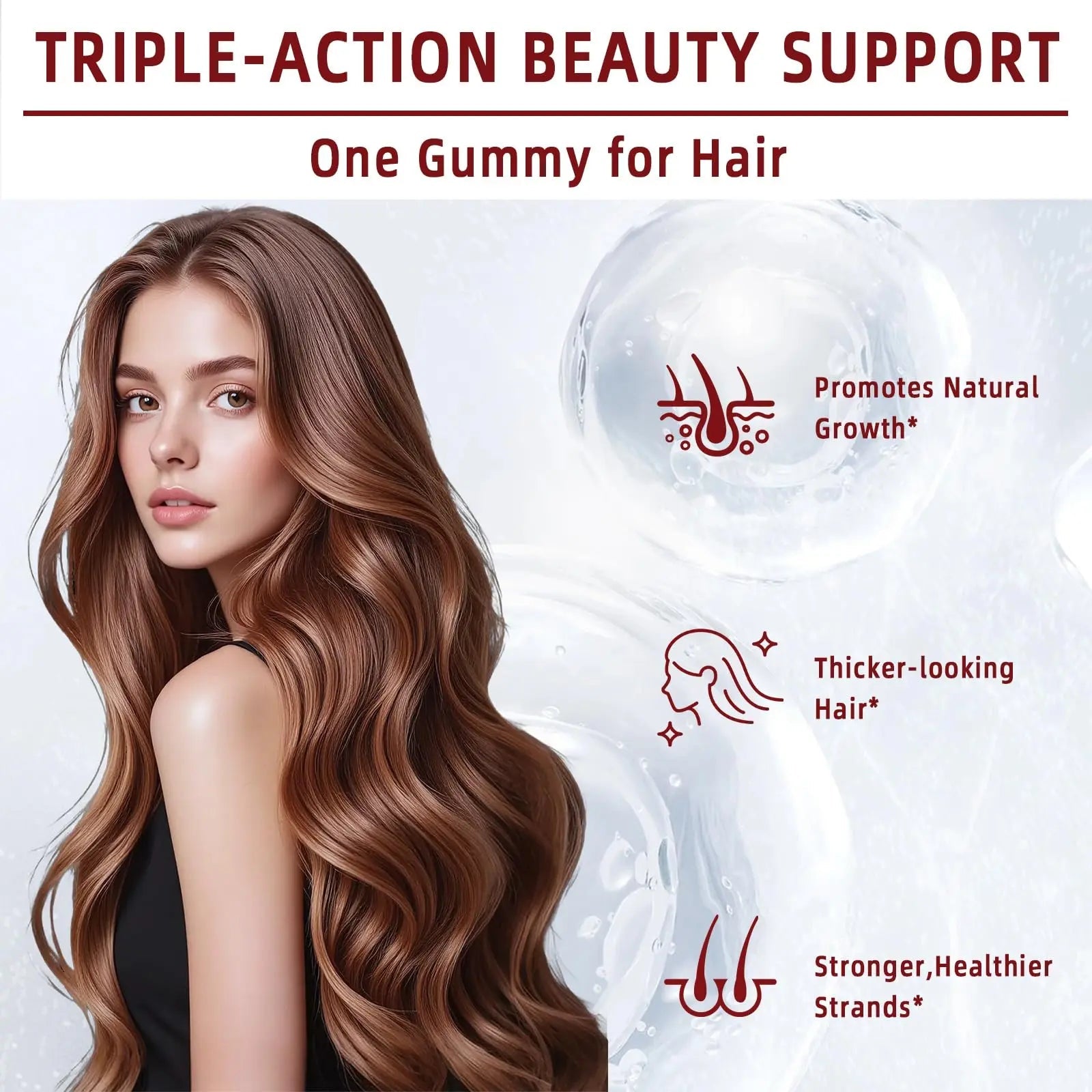 YYLLYY Hair Growth Vitamins Gummies | with Biotin, Vitamin C & E, Botanical Extracts | Supports Healthy Hair Growth & Strength, Skin & Nail Care YYLLYYBuy Supplements Australia