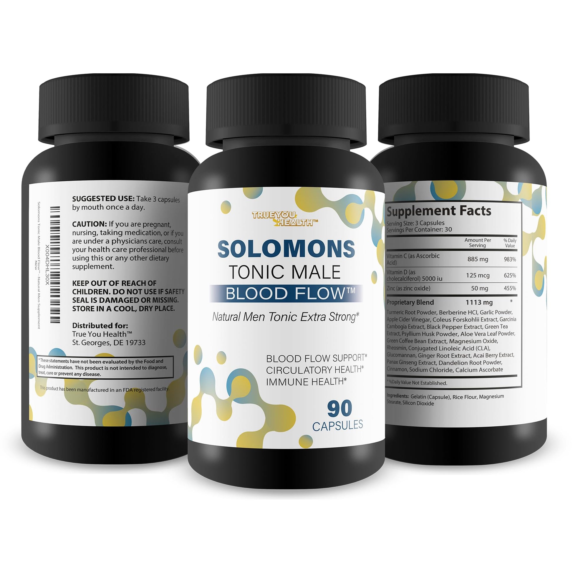Solomons Tonic - Our Best Mens Blood Flow Supplement - Good Blood Flow Support - Male Blood Flow Capsules - Max Blood Flow Pills - Blood Circulation Supplements for Men - Male Blood Circulation Pills True You HealthBuy Supplements Australia