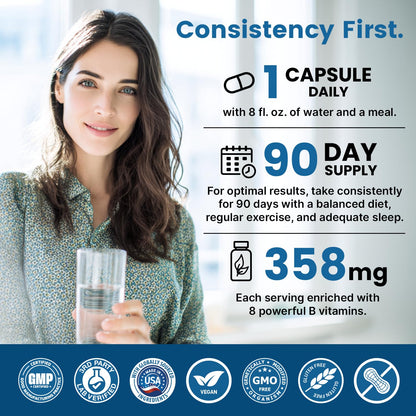 Methylated B Complex with Methylfolate and B12 Methylcobalamin 1000 mcg - Methylated Multivitamin for Energy, Brain Function, and Wellness - Vitamin B Complex for Men & Women