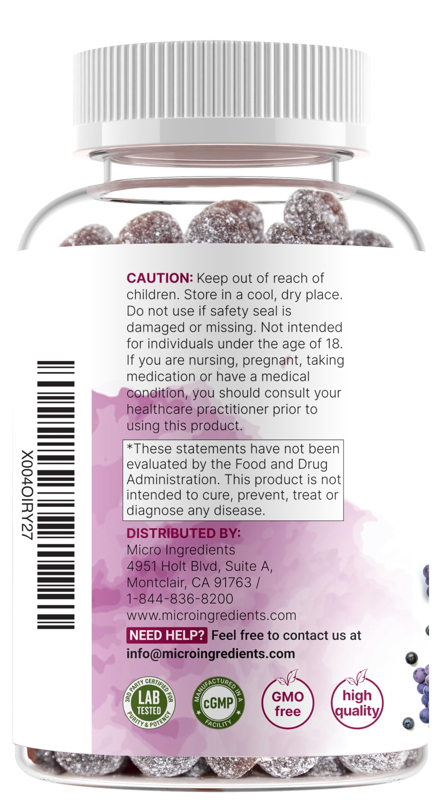 Magnesium Glycinate Gummies 400mg Per Serving, 120 Count | Natural Grape Blueberry Flavor | Potent Elemental Form + Chelated for High Absorption | Healthy Muscle, Bones, & Mood Support Supplement Micro IngredientsBuy Supplements Australia