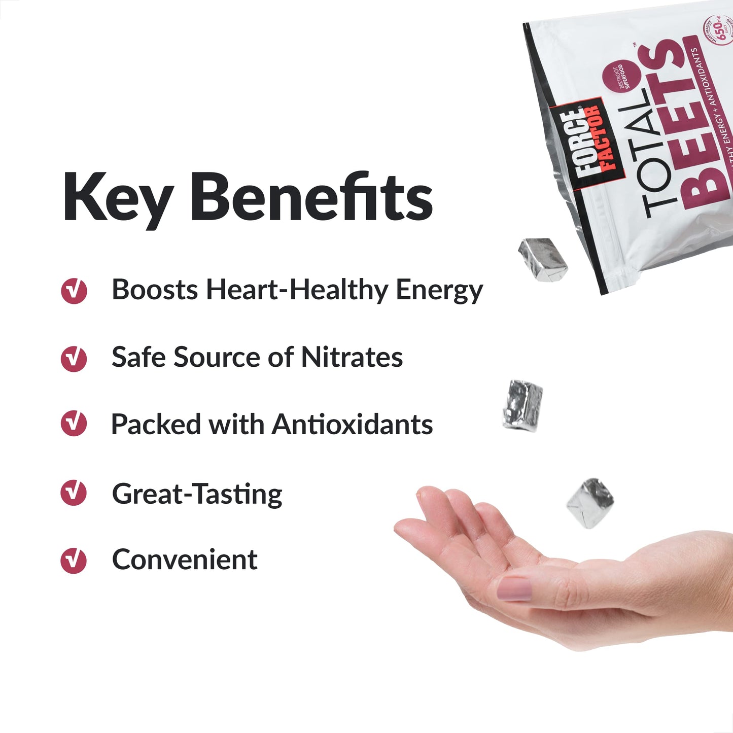 Force Factor Total Beets Soft Chews with Beetroot, Nitrates, L-Citrulline, Grapeseed Extract Force FactorBuy Supplements Australia