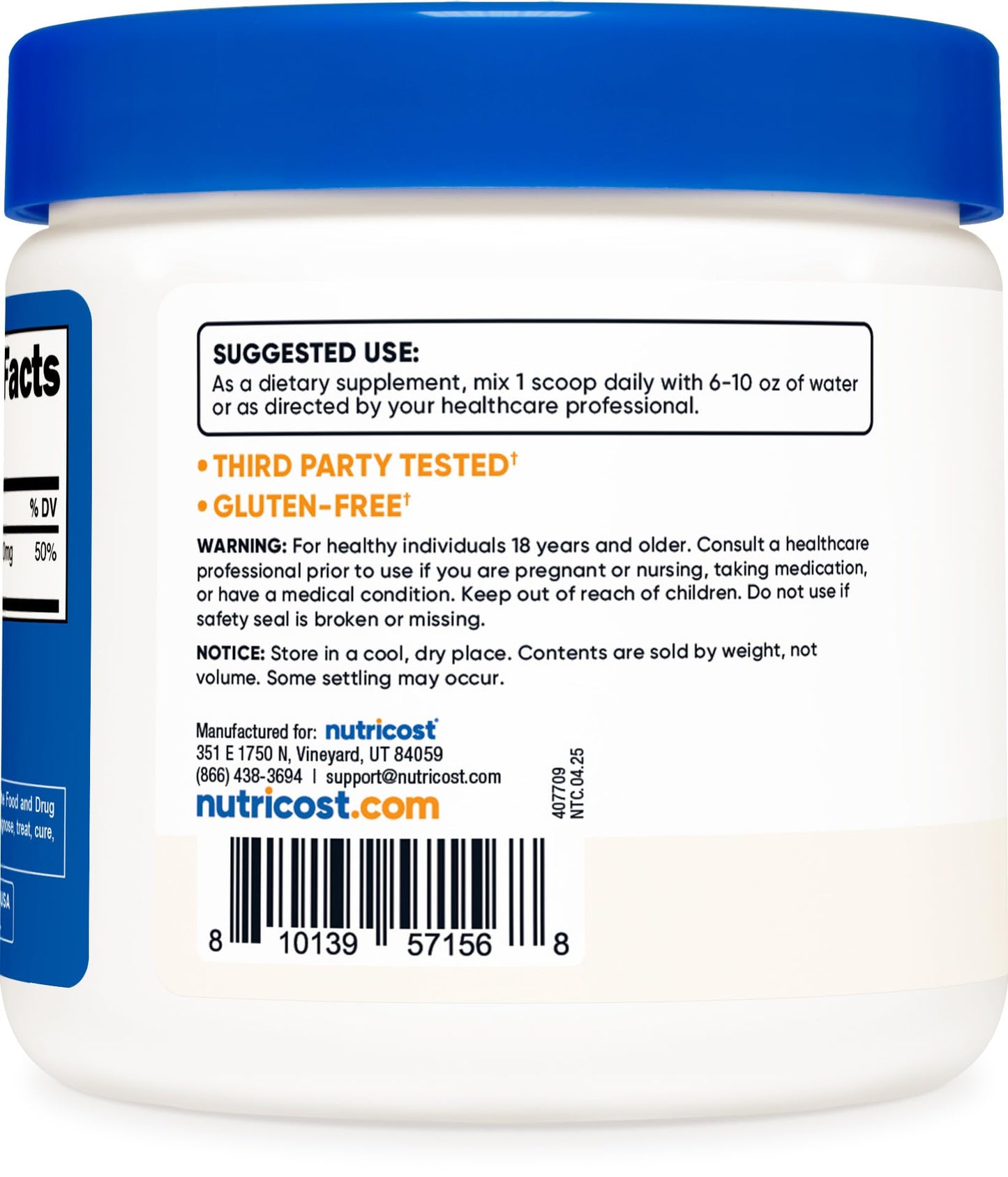 Nutricost Magnesium Glycinate Powder (250 Grams) (Unflavored) NutricostBuy Supplements Australia