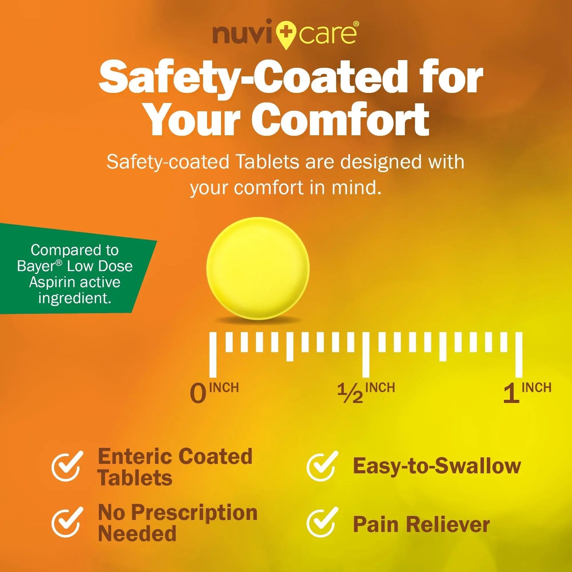 NUVICARE Low Dose Aspirin 81mg for Adults Coated Caplets - Compare to Active Ingredient in Low Dose Bayer Aspirin for Adults - Safety Coated (300 Count) NUVICAREBuy Supplements Australia