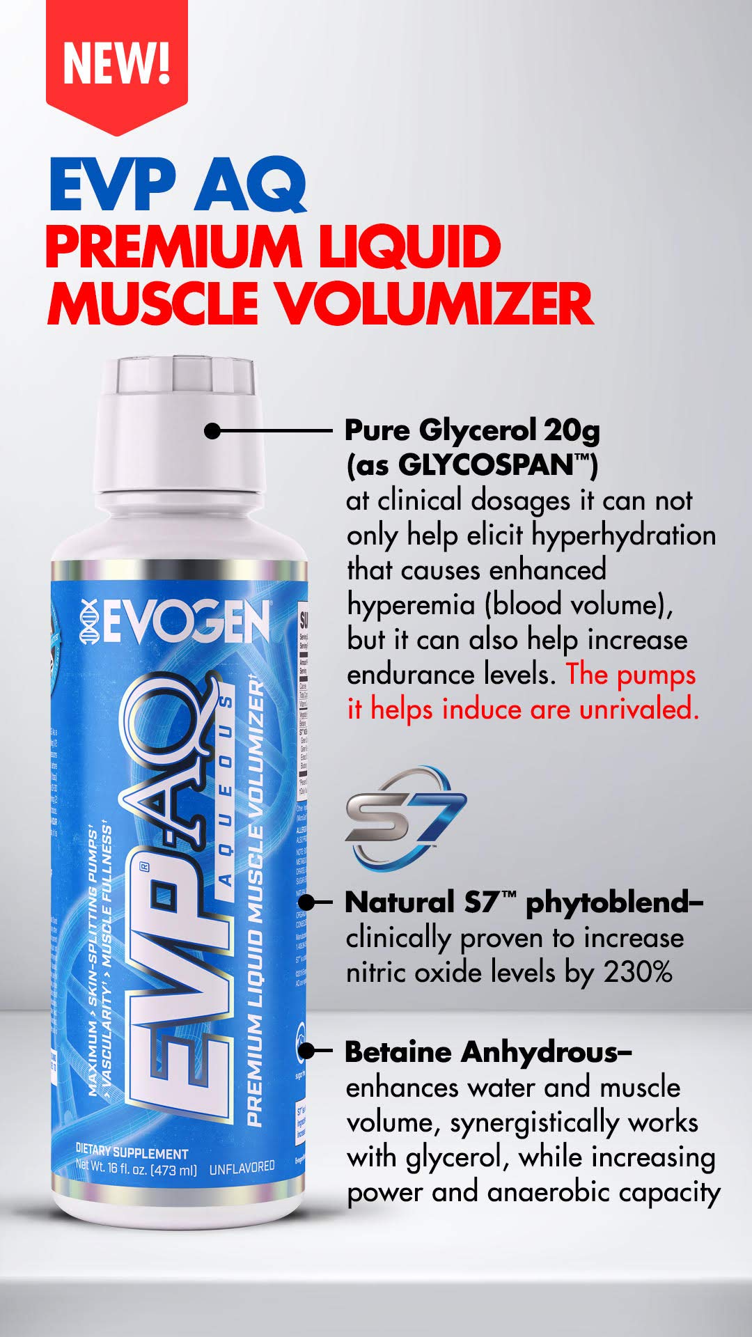 Evogen EVP AQ Unflavored | Premium Liquid Glycerol, Betaine anhydrous, S7, Sodium EvogenBuy Supplements Australia