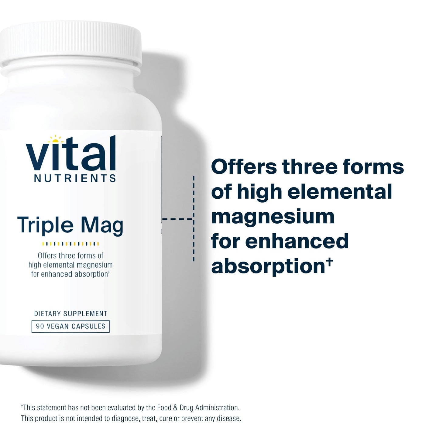 Vital Nutrients Triple Magnesium Complex Supplement | Vegan Magnesium Glycinate, Malate & Oxide 250mg | Easily Absorbed Magnesium Supplement for Stress, Muscle, Heart, Bone Support | 90 Capsules