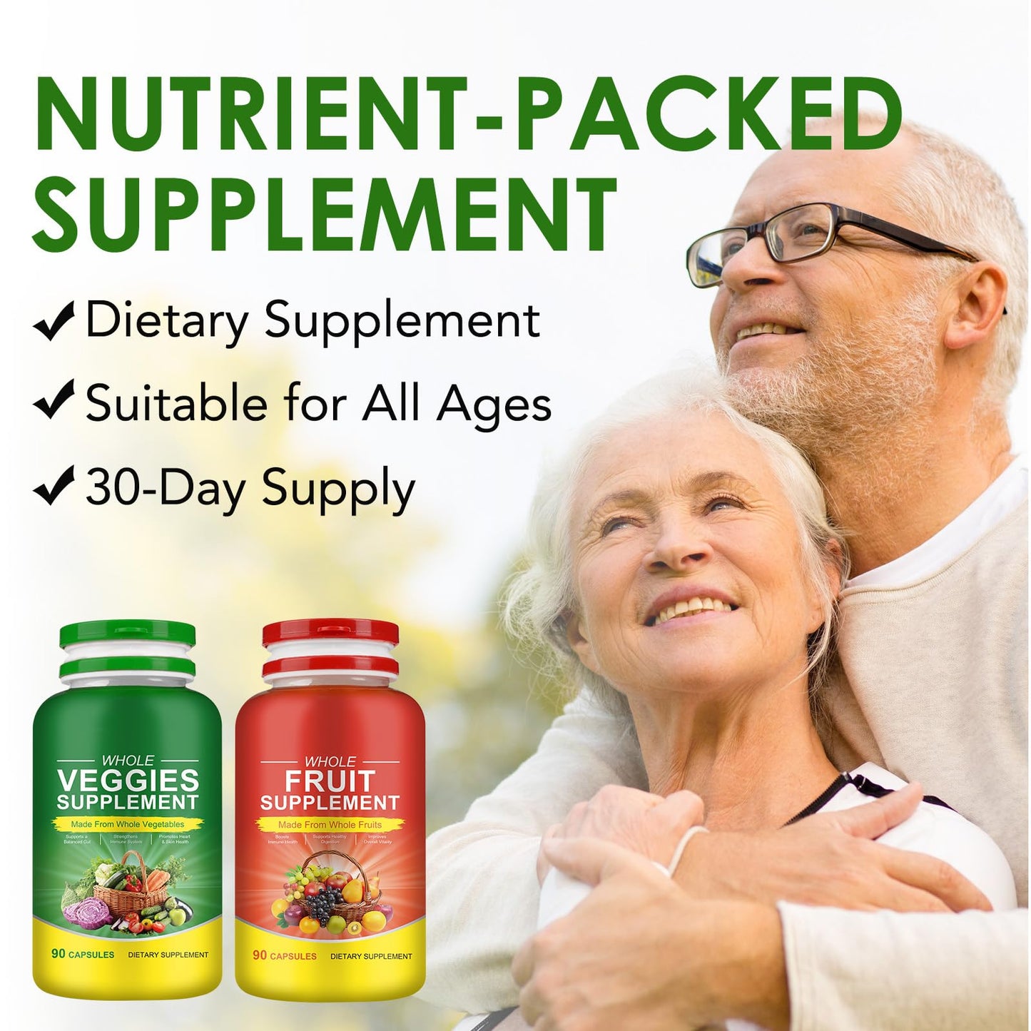 Fruits & Veggies Supplements - 2 Bottles 180 Total Vegetarian Capsules | BalanceNatural Vitamins Supplement Dietary Nutritional Balance,Lngredients Blended Vitamin & Mineral Whole Food Supplement RuduwuBuy Supplements Australia
