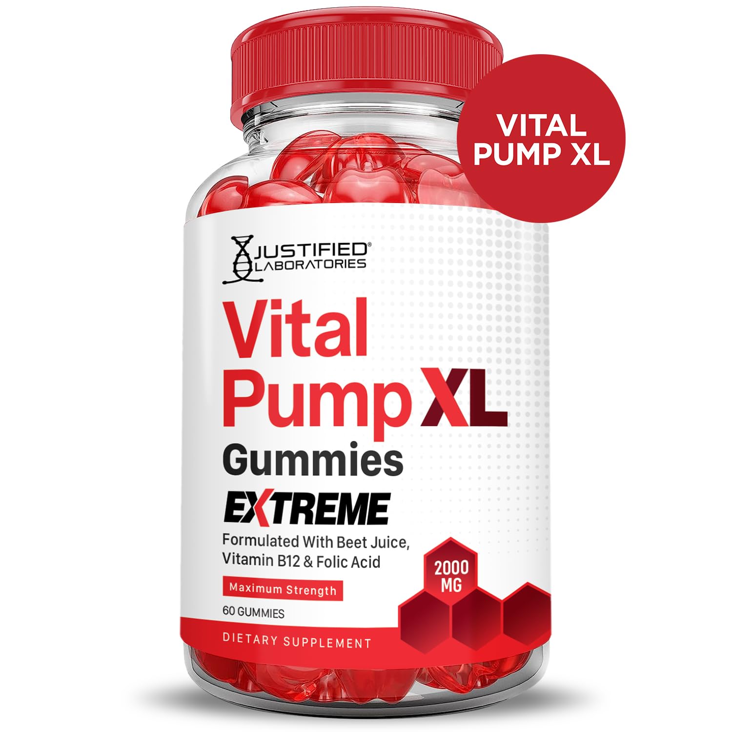 Justified Laboratories Vital Pump XL Extreme 2000MG Performance Gummies Vital PumpXL Advanced Formula Formulated with Beet Juice ACV Pomegranate Powder B12 Vegan Non GMO 60 Gummys Justified LaboratoriesBuy Supplements Australia