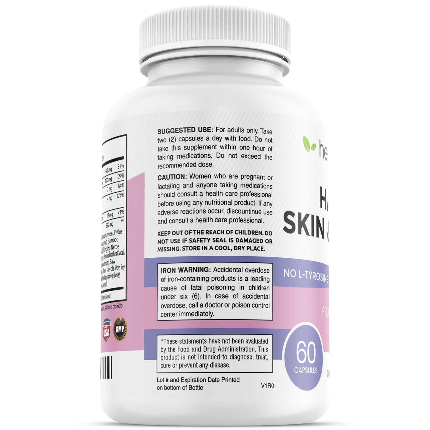healblend Hair Skin and Nails Vitamins for Women with Biotin 5000 mcg, Iron and Manganese | Vegan, Non-GMO | 60 Capsules healblendBuy Supplements Australia