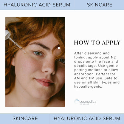 Hyaluronic Acid Serum for Skin 100% Pure Anti Aging Serum Intense Hydration Cosmedica SkincareBuy Supplements Australia