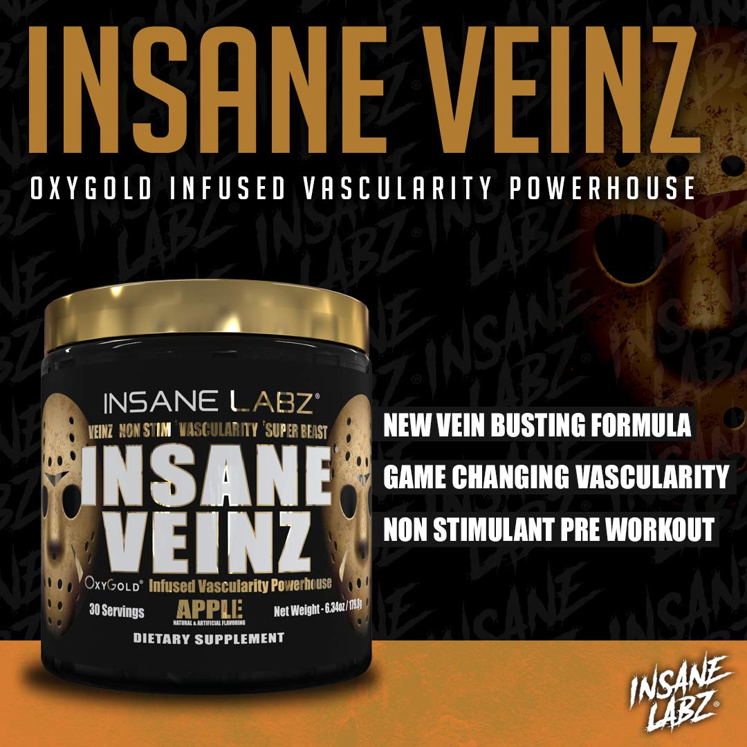 Insane Labz Psychotic Gold and Insane Veinz Gold Pre Workout Nitric Oxide Booster Stack Insane LabzBuy Supplements Australia