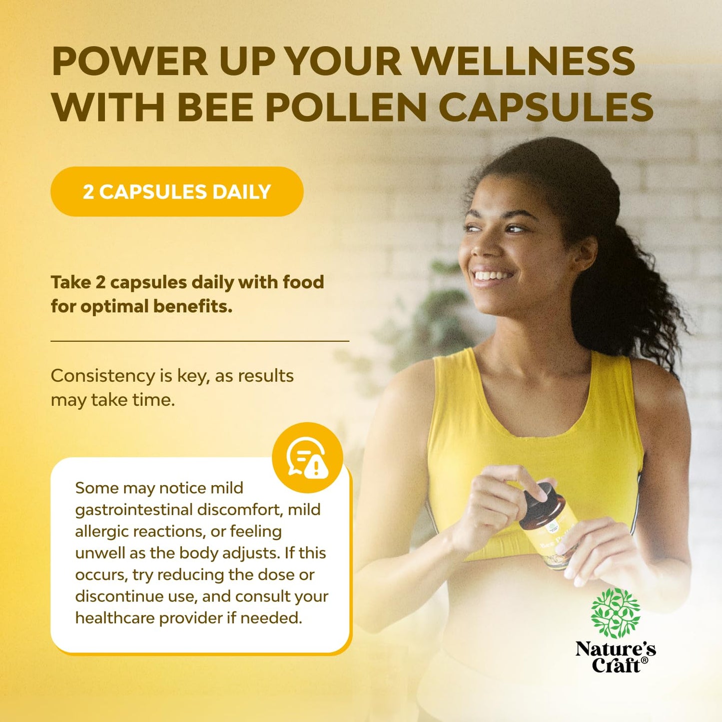 Bee Pollen Pills for Breast Growth 180 Ct - Bee Pollen Supplement 1000mg Serving with Naturally Occurring B Vitamins Minerals & Enzymes - Breast Support Supplement - Vegetarian Non-GMO & Gluten Free Natures CraftBuy Supplements Australia