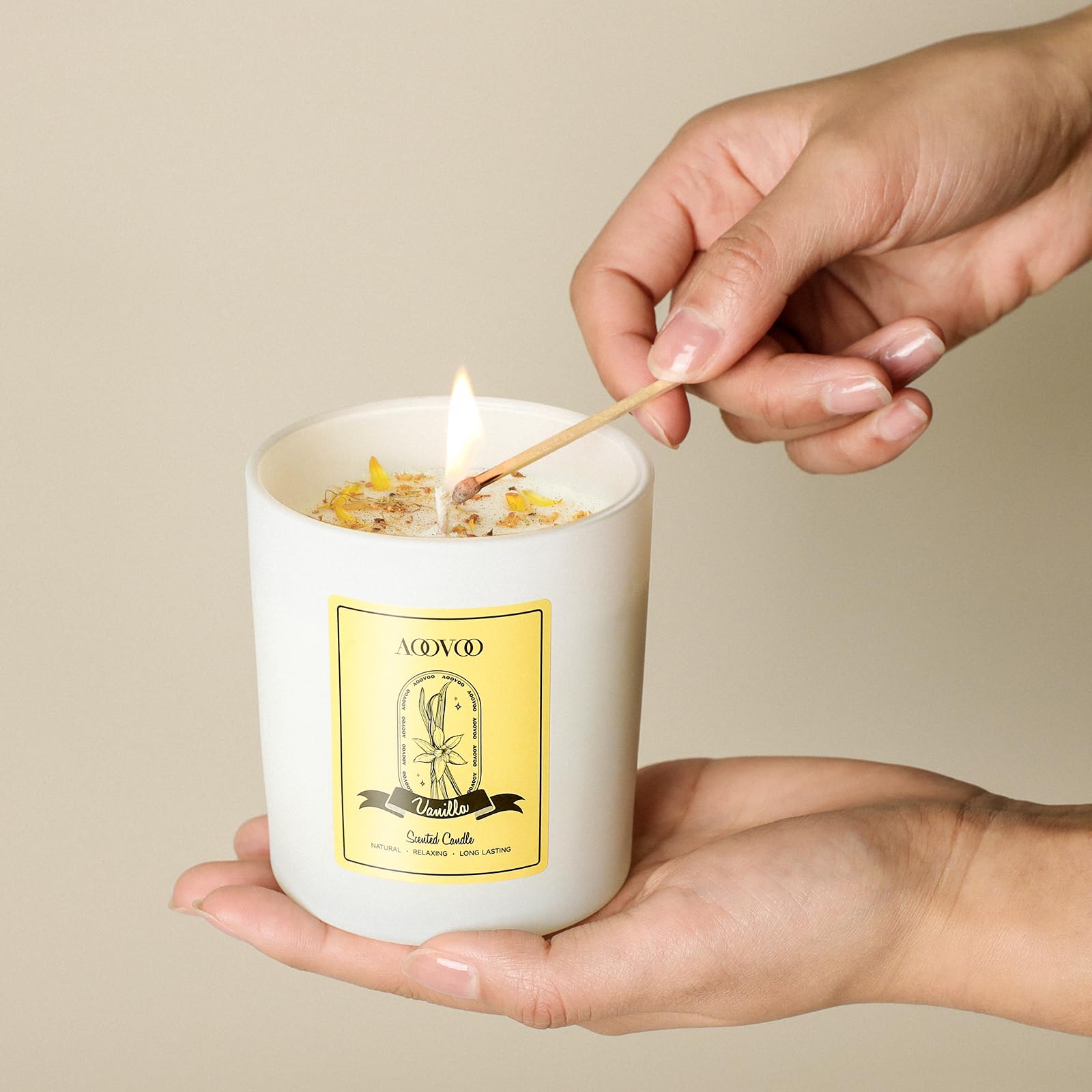 Vanilla Soy Candles Gift for Women - Aromatherapy Candle with Crystals Inside, 10oz Natural Soy Wax Candles AOOVOOBuy Supplements Australia
