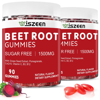 Wiszeen Beet Root Gummies - 60 Servings - Beets Gummies Beet Chews Nitric Oxide