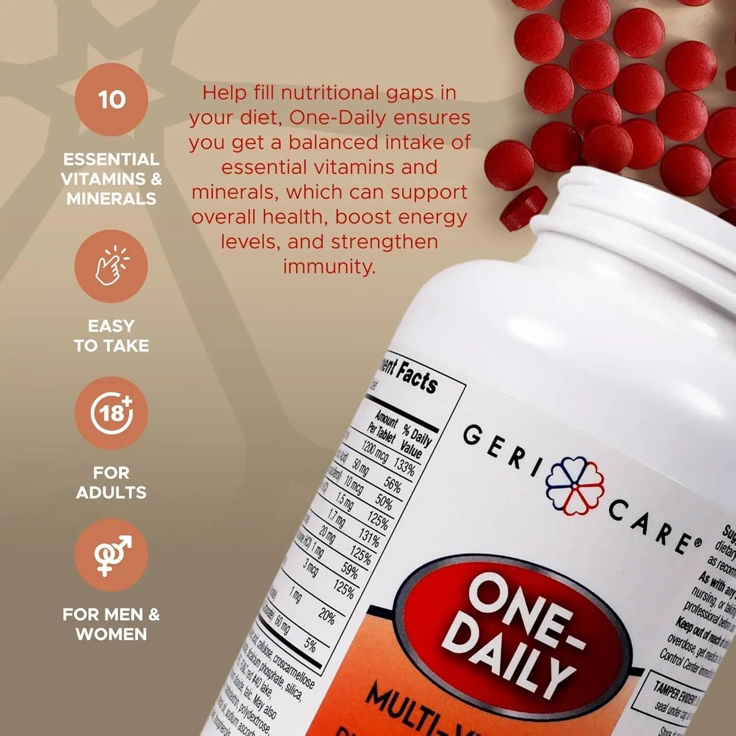 GeriCare Multivitamin Supplement Tablets, (Bottle of 1000) GeriCare
