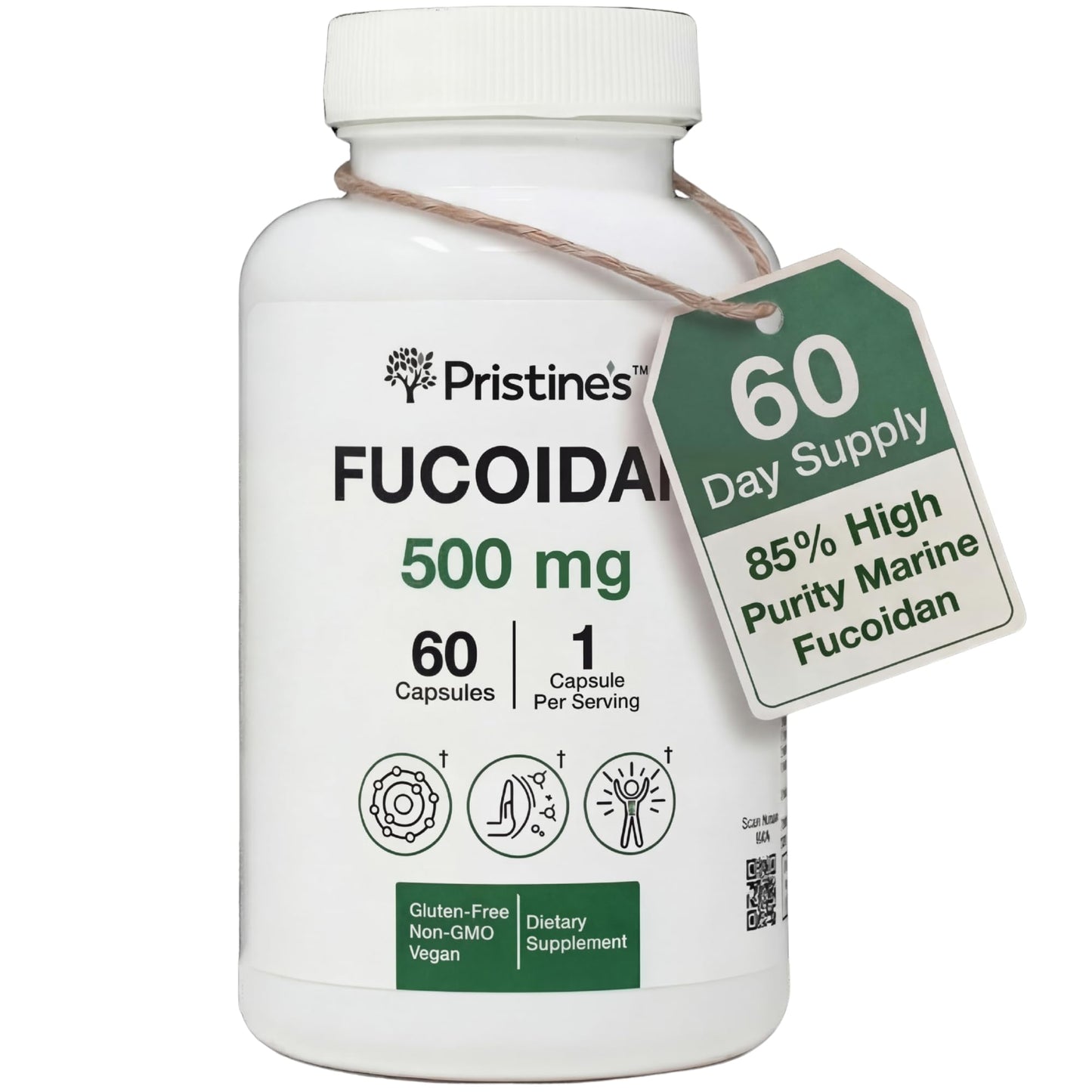 PRISTINE'S Fucoidan 500MG Immunity Supplement Capsules - 60 Day Supply - Brown Seaweed Extract - Potent Herbal Antioxidant Lung Health & Skin Health Support PRISTINE'SBuy Supplements Australia