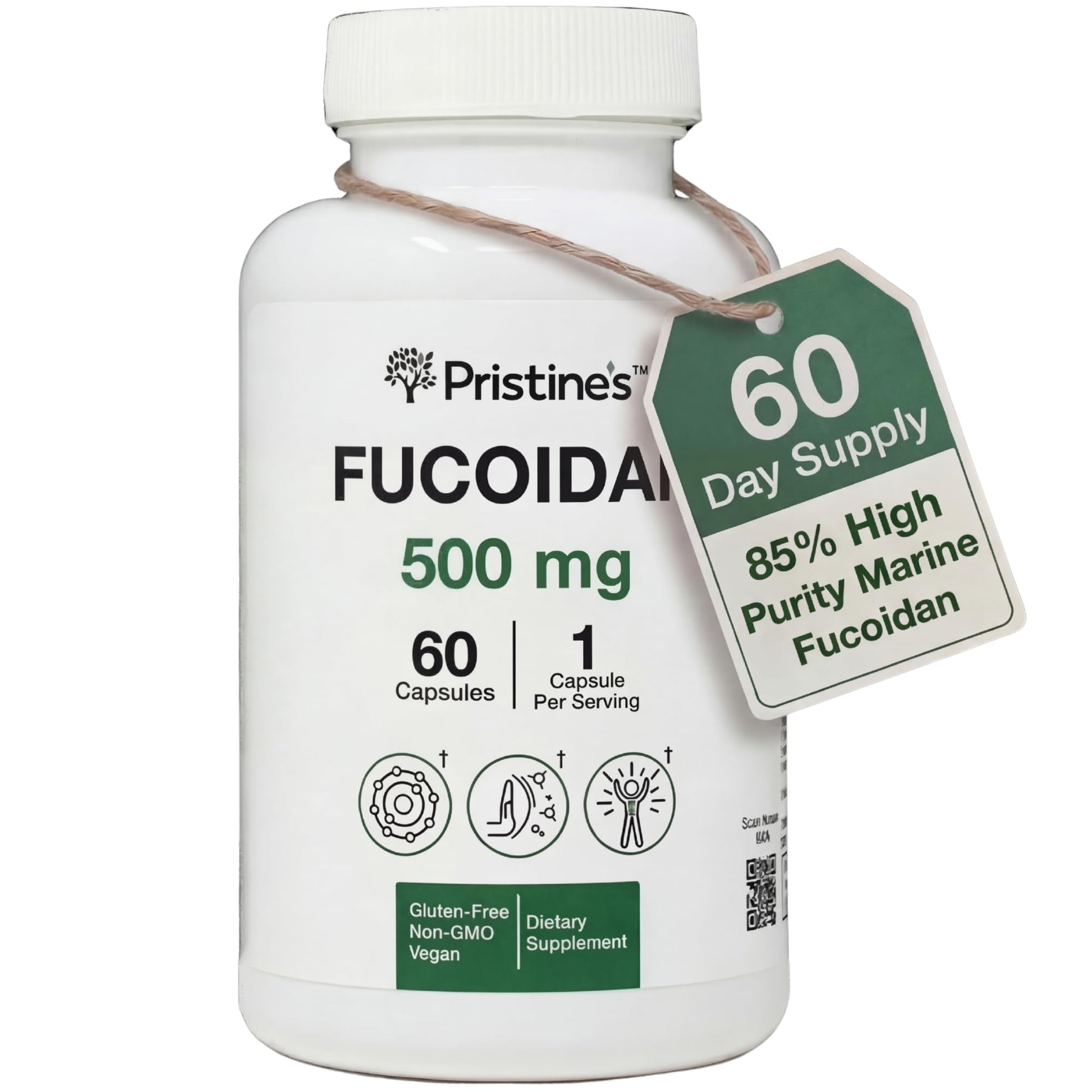 PRISTINE'S Fucoidan 500MG Immunity Supplement Capsules - 60 Day Supply - Brown Seaweed Extract - Potent Herbal Antioxidant Lung Health & Skin Health Support PRISTINE'SBuy Supplements Australia