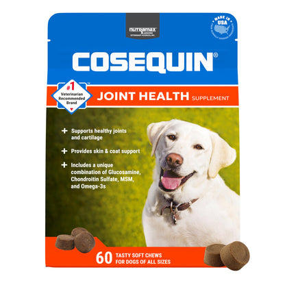 Nutramax Cosequin for Dogs Joint Health Supplement, Contains Glucosamine for Dogs, Chondroitin, MSM and Omega-3s, Supports Joint and Skin and Coat Health, Soft Chews, 60 Count Nutramax LaboratoriesBuy Supplements Australia