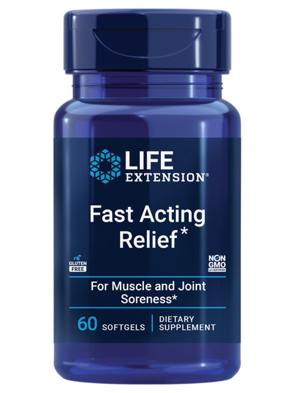 Life Extension Fast Acting Relief, Black Sesame Seeds, Turmeric, Boswellia, Joint Support Supplement, Quick Relief for discomfort in Bones, Joints & Muscles, Gluten-Free, Non-GMO, 60 softgels Life ExtensionBuy Supplements Australia