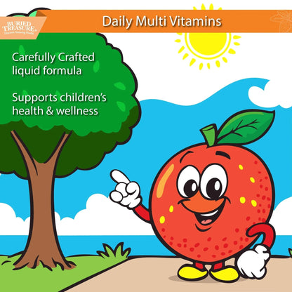 Buried Treasure Children’s Daily Liquid Multivitamin - 16 oz, 16 servings, Orange Mango Flavor, Supports Kids with Essential Nutrients & Minerals Select Nutrition
