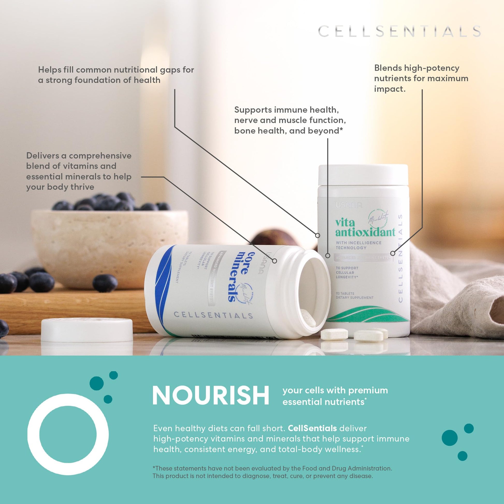 USANA CellSentials - Core Minerals and Vita Antioxidant with InCelligence Technology to Support Total Body Health* - 112 Tablets Per Bottle - 28 Day Supply USANABuy Supplements Australia