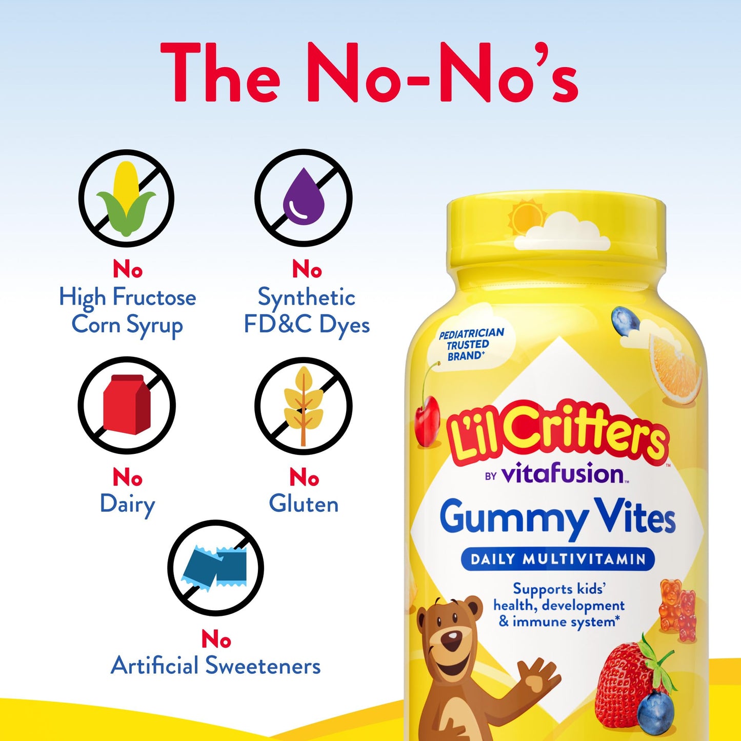 L'il Critters Gummy Vites Daily Kids Multivitamins Assorted Fruit Flavors for Ages 2+ Toddlers & Kids, Gummy Vitamin with Vitamin C and D