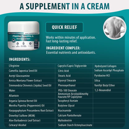 M PAIN MANAGEMENT TECHNOLOGIES Plantar Fasciitis And Heel Spur Cream By PMT - Cream For Foot Relief. High Concentration of Arnica; Vitamin B6, MSM, Glucosamine - To Soothe and Relieve - 2.82 OZ M PAIN MANAGEMENT TECHNOLOGIESBuy Supplements Australia