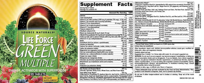 Source Naturals Life Force Green Multiple, Energy Activator with Superfoods* - 90 Tablets Source NaturalsBuy Supplements Australia