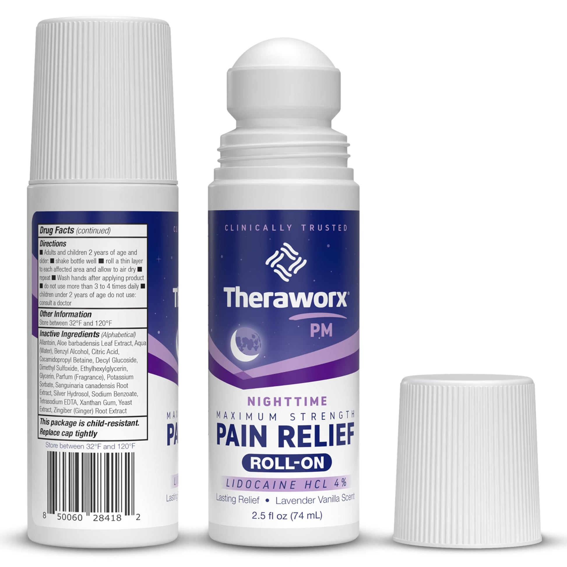 Theraworx Nighttime Maximum Strength Pain Relief Roll-on with Lidocaine – 2.5 oz - 2 Count TheraworxBuy Supplements Australia