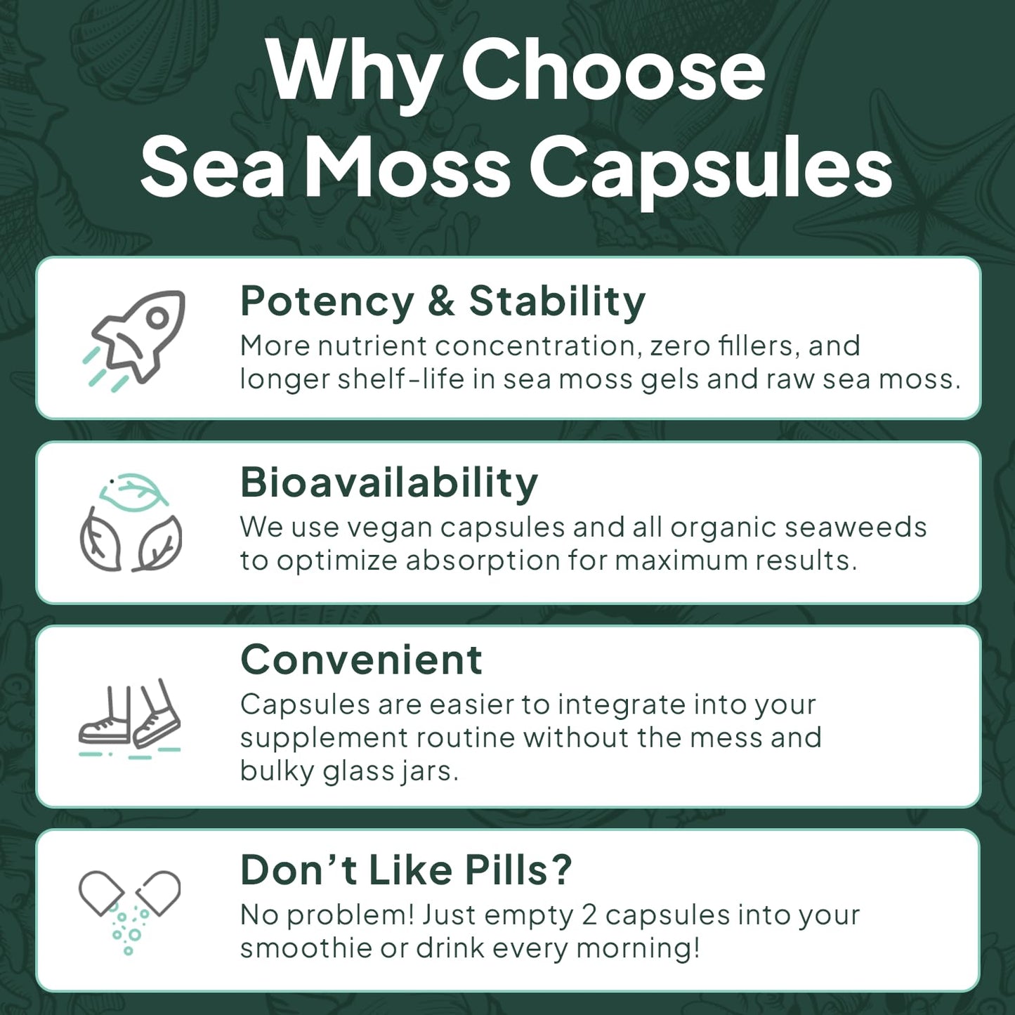 Organics Ocean Wild Sea Moss Capsules - 100% Organic Irish Sea Moss with Organic Chlorella, Bladderwrack and Vitamin D for Energy, Lung Health and Thyroid Support for Women and Men - 60 Capsules Organics OceanBuy Supplements Australia