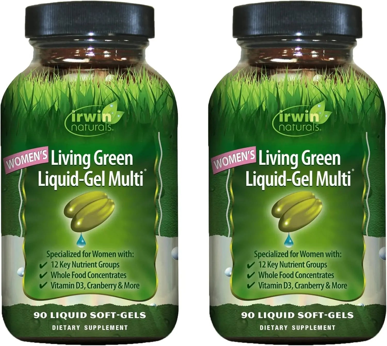 Irwin Naturals Women's Living Green Liquid-Gel Multi - 120 Liquid Softgels, Pack of 2 - Includes 70 Essential Nutrients, Vitamins & Minerals Irwin Naturals
