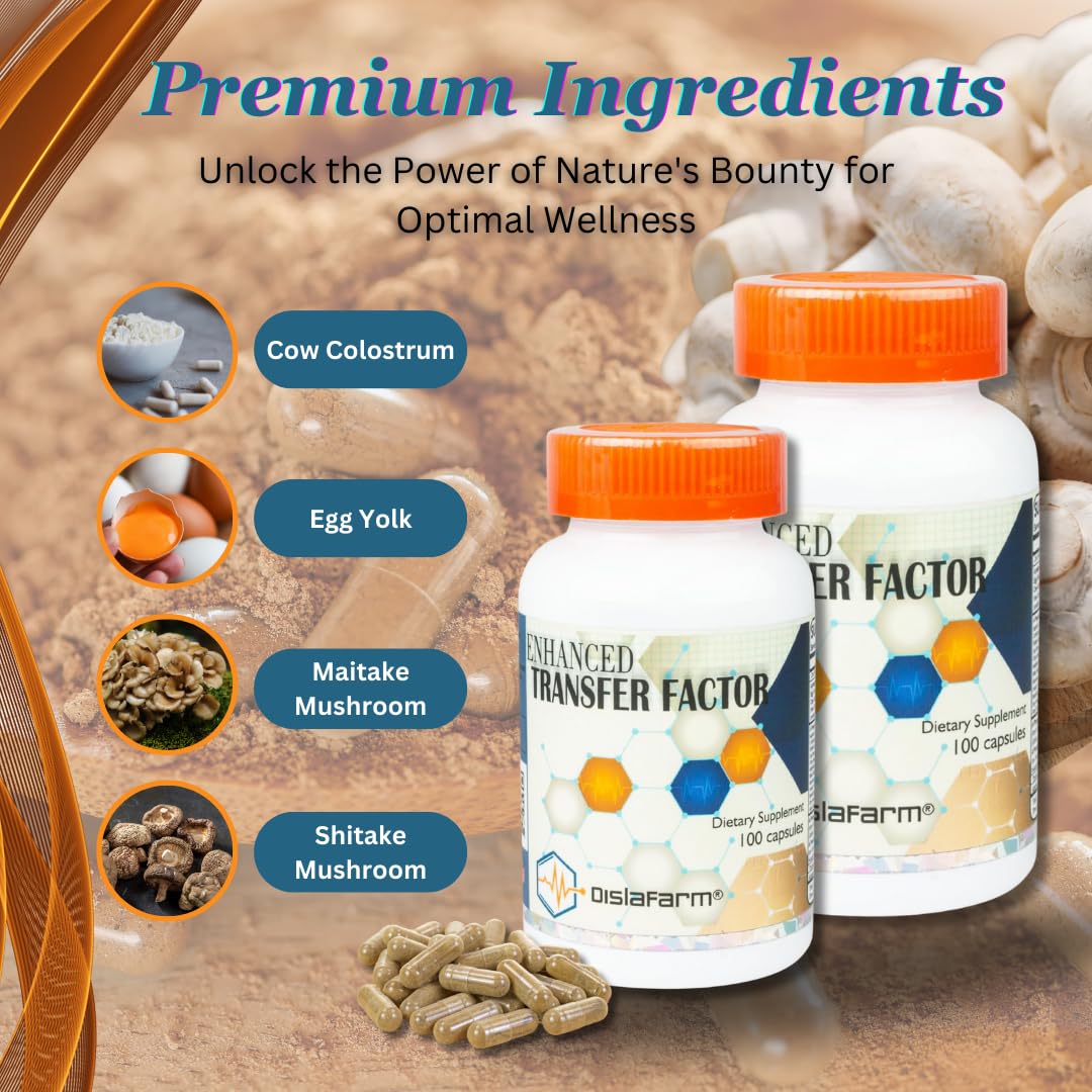 Transfer Factor Enhanced, 100 Natural Capsules, Immune Support - Transfer Factor Multi Immune from Cow Colostrum, Egg Yolk & Special Blend of Mushrooms DislafarmBuy Supplements Australia