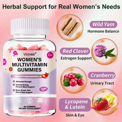 Vccvaa Sugar Free Multivitamin Gummies for Women 14+ with Iron, Inositol, Folate, Vitamins A C D3 E B12 K2, Herbal & Mineral Blend VccvaaBuy Supplements Australia