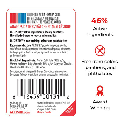 Medistik Extra Strength Pain Relief Stick. Long Lasting Topical Pain Reliever for Backache, Muscle & Joint Pain, 58g (One Pack) MedistikBuy Supplements Australia