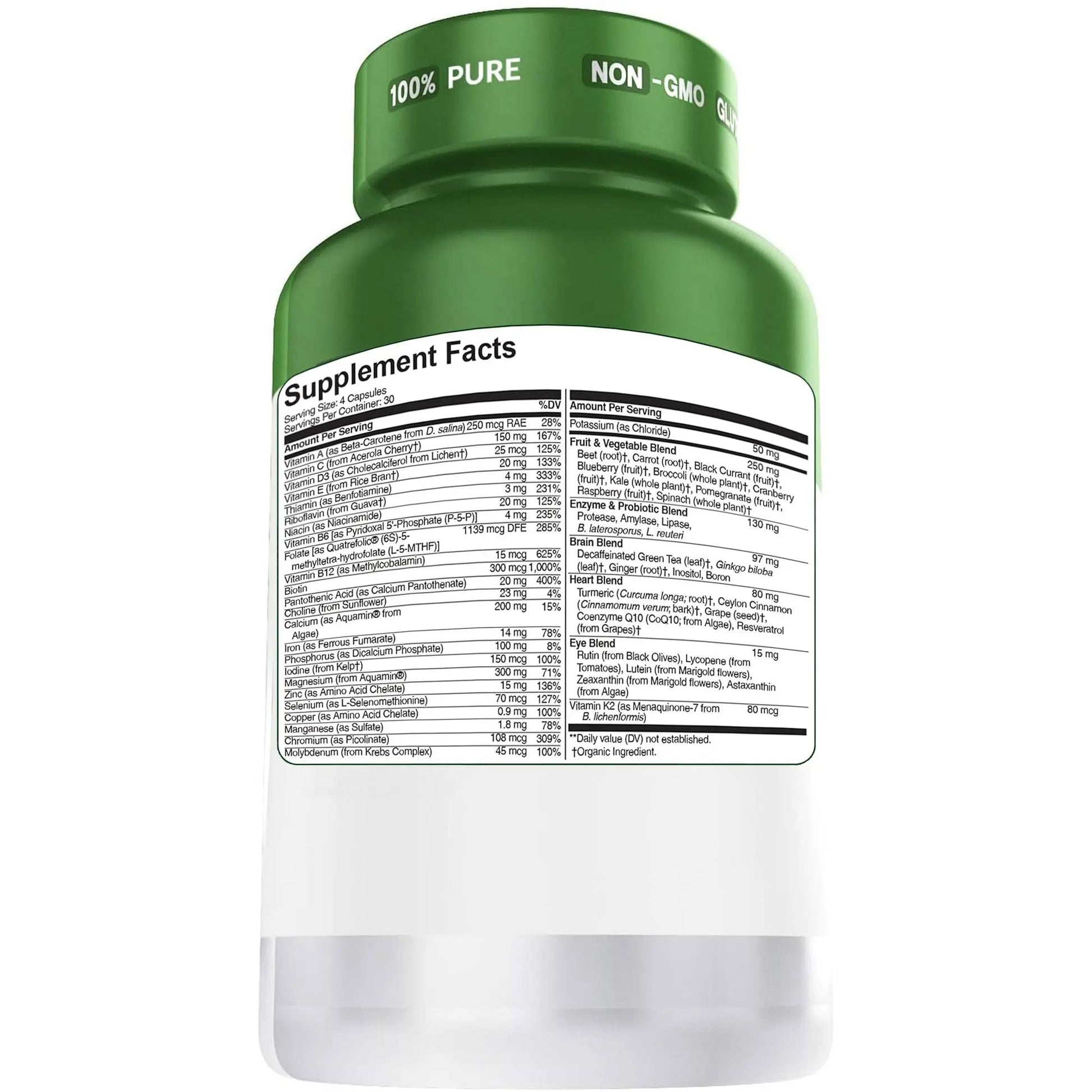Herbtonics Whole Food Multivitamin for Men & Women – Vegan Multivitamin with Real Fruits & Veggies, Probiotics, CoQ10 Herbtonics