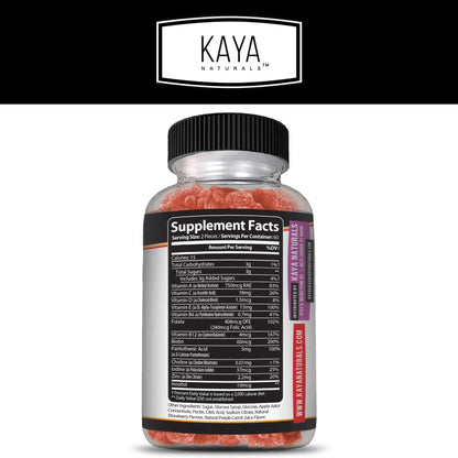 Kaya Naturals Adult Multi Vitamin Gummy, 120 Count, Biotin, Vitamin A, B-12, C & E, Including Zinc, Folic Acid, Strawberry Flavor (120 Gummies) Kaya NaturalsBuy Supplements Australia
