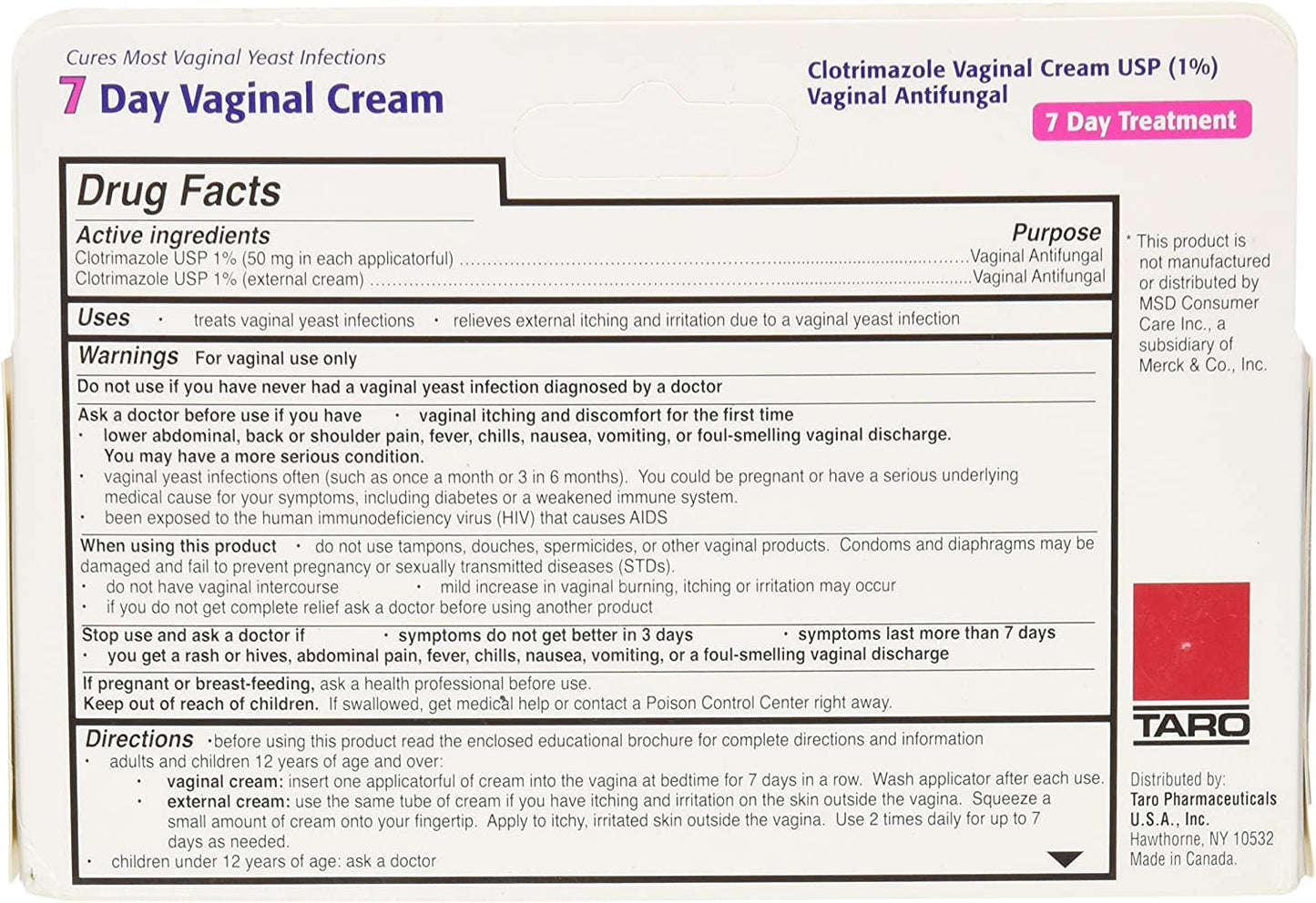 Taro Clotrimazole 7 Vaginal Cream 45 g (Pack of 6) TAROBuy Supplements Australia